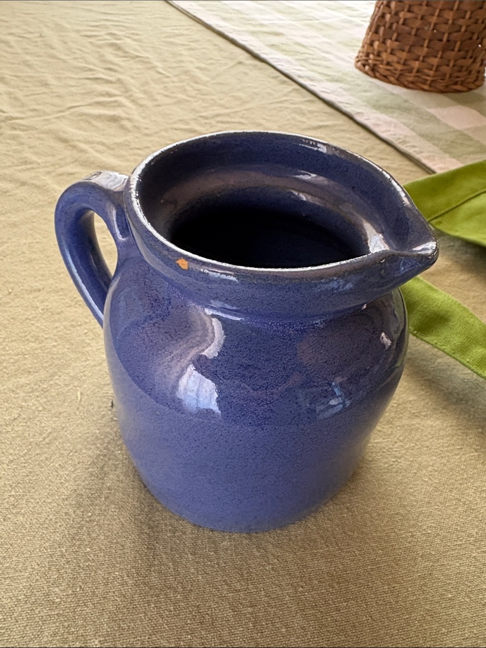 Handmade Blue Ceramic Pitcher Vase - Stylish Table Accent